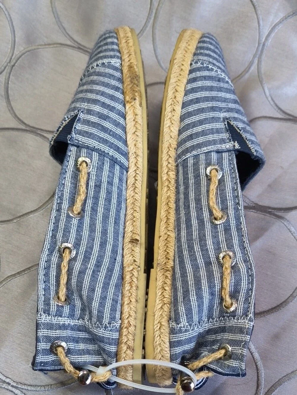 Nautica Blue and White Striped Slip-On Espadrille AB